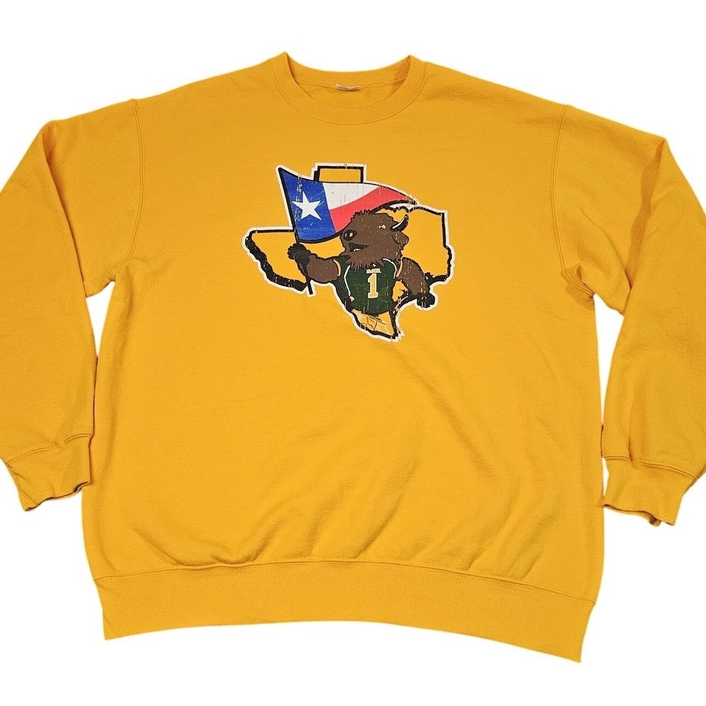 NDSU Bison Sweatshirt Mens XL Yellow North Dakota State Frisco Texas NCAA FBS